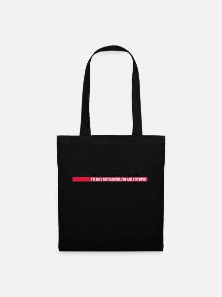not antisocial anti stupid - Stoffbeutel - Schwarz