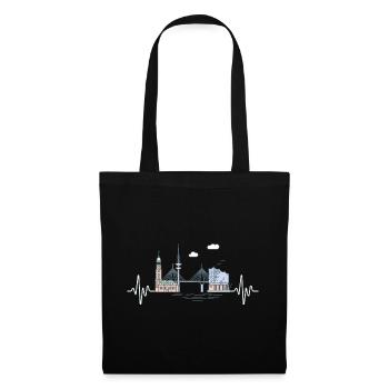 Hamburg Skyline Heartbeat Hamburg Elbe North - Tote Bag - black - Front