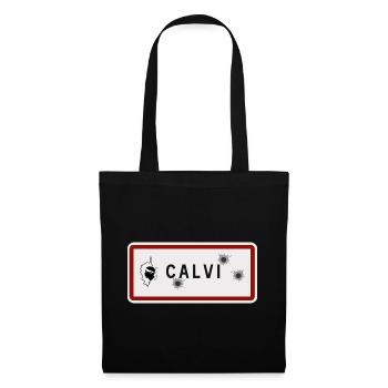 Panneau d’entrée de la ville de Calvi - Sac en tissu - noir - Devant