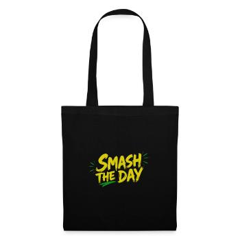 SMASH THE DAY Motivation für Padel und Tennis - Stoffbeutel - Schwarz - Vorne
