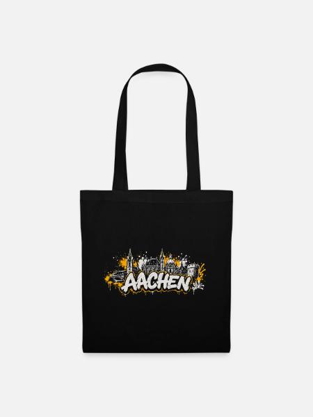 Aachen Graffiti Skyline Shirt - Stoffbeutel - Schwarz