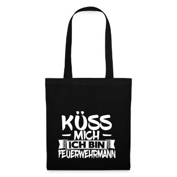 Küss mich ich bin Feuerwehrmann - Stoffbeutel - Schwarz - Vorne