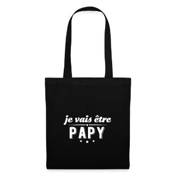 Futur papy , bientôt grand-père, papi - Sac en tissu - noir - Devant