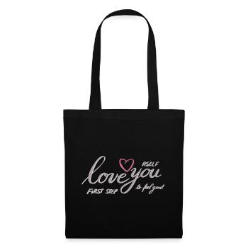 Liebe dich Selbst Herz Motiv - Stoffbeutel - Schwarz - Vorne