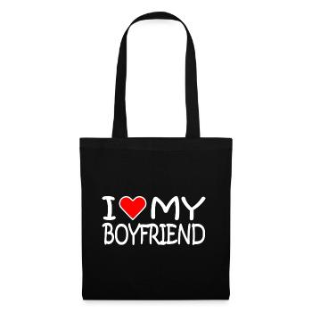 I love my boyfriend - Sac en tissu - noir - Devant