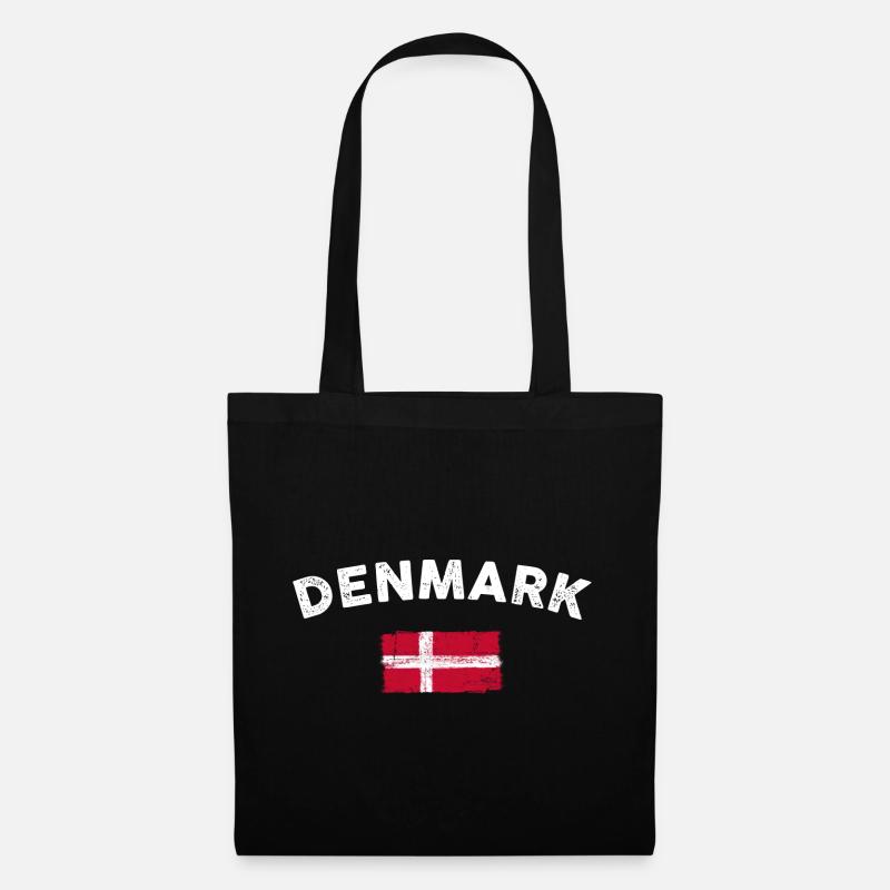 Dänemark Pinsel Flagge Emblem - Stoffbeutel - Schwarz