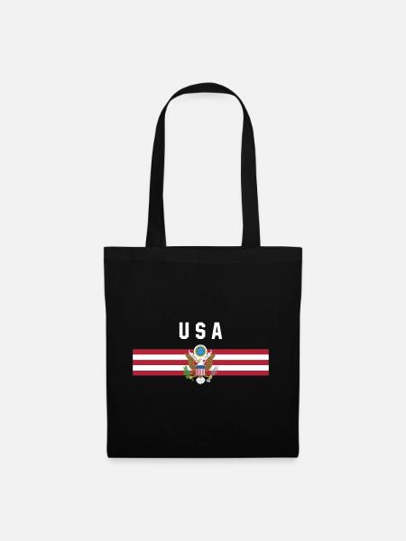 USA - Fahne und Wappen - Stoffbeutel - Schwarz
