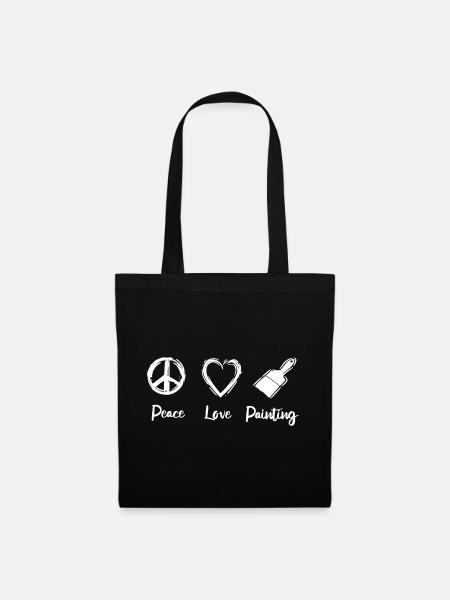 Peace Love Painting - Stoffbeutel - Schwarz