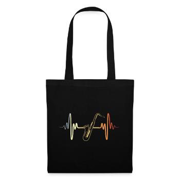 Vintage Saxophone Heartbeat - Tote Bag - black - Front