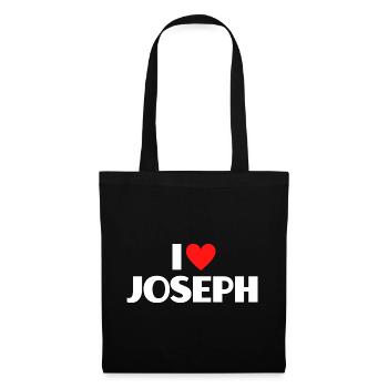 I love Joseph Rotes Herz Romantischer Name Fan - Stoffbeutel - Schwarz - Vorne