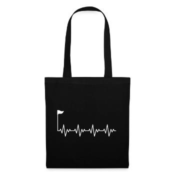 Golf Golfer Golf Golf Hole avec drapeau ECG Battement de cœur - Sac en tissu - noir - Devant