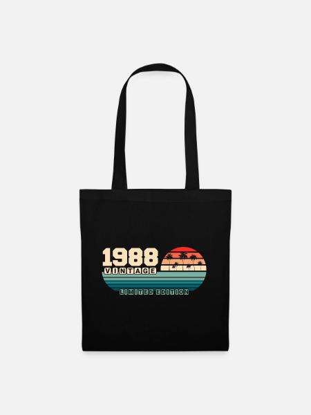 37. Geburtstag 1988 Vintage 1988 Retro Sunset - Stoffbeutel - Schwarz