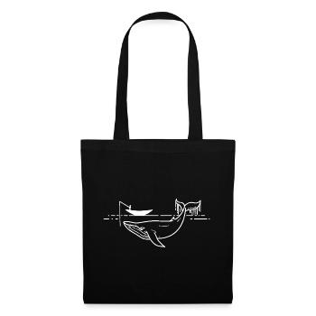 Minimal Whale Line Art on Sea - Tote Bag - black - Front