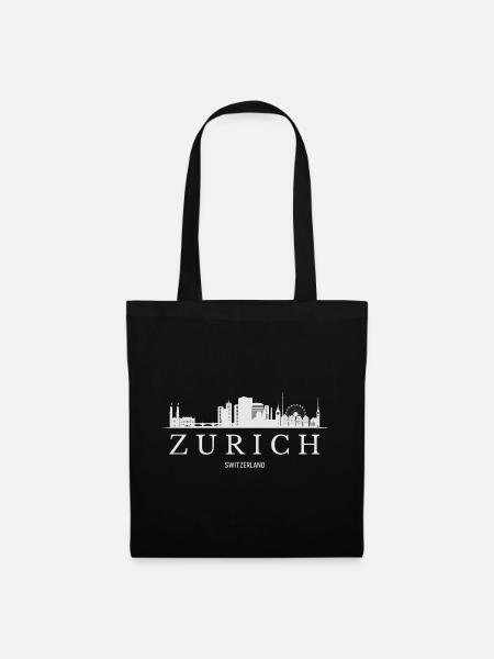 Zürich Skyline, Zürich Schweiz - Stoffbeutel - Schwarz