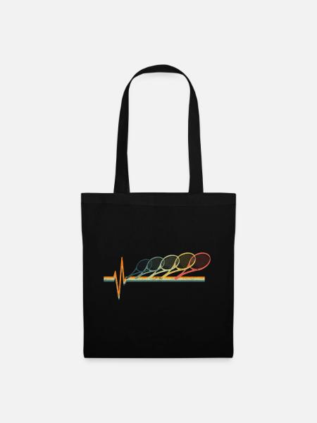 Tennis Heartbeat Retro - Stoffbeutel - Schwarz