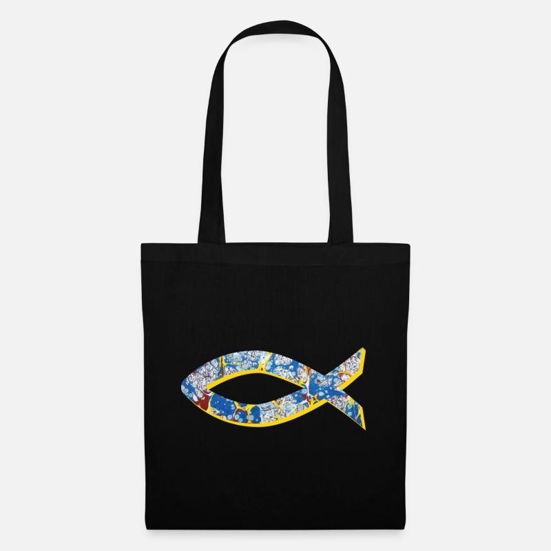 fisch ichthys e 205 - Stoffbeutel - Schwarz