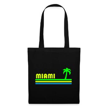 Miami (trois bars, palmier) - Sac en tissu - noir - Devant