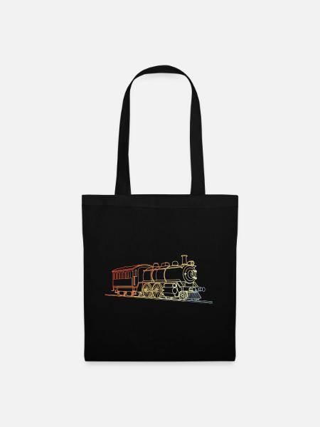 Lokomotive Retro Stil - Stoffbeutel - Schwarz
