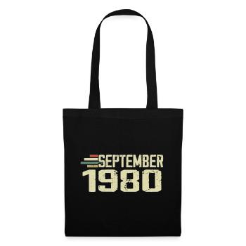 September 1980 Vintage Geschenkidee September 1980 - Stoffbeutel - Schwarz - Vorne