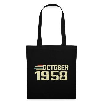 October 1958 - Geburtstag im Oktober 1958 - Stoffbeutel - Schwarz - Vorne