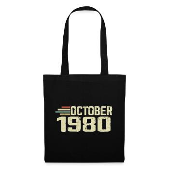 October 1980 - Geburtstag im Oktober 1980 - Stoffbeutel - Schwarz - Vorne