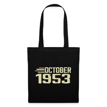 October 1953 - Geburtstag im Oktober 1953 - Stoffbeutel - Schwarz - Vorne