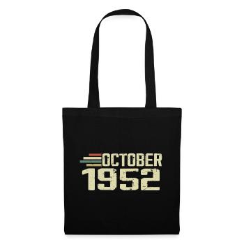 October 1952 - Geburtstag im Oktober 1952 - Stoffbeutel - Schwarz - Vorne