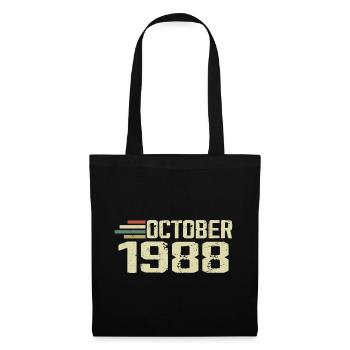 October 1988 - Geburtstag im Oktober 1988 - Stoffbeutel - Schwarz - Vorne