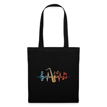 Saxophone Heartbeat Saxophoniste Musicien Saxophone - Sac en tissu - noir - Devant