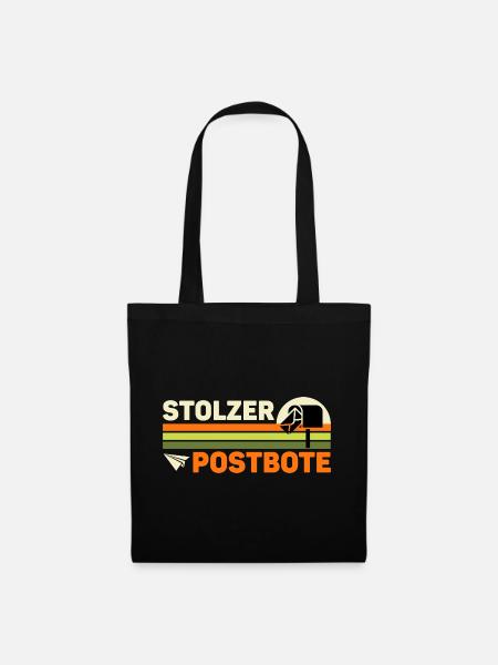 Briefträger STOLZER POSTBOTE Retro Lustiges - Stoffbeutel - Schwarz