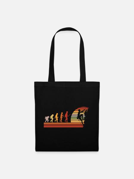 Evolution des Kletterns Retro Design - Stoffbeutel - Schwarz