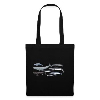 Baleines - Baleines - Baleines - mysticètes - Sac en tissu - noir - Devant