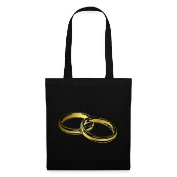 Anneaux de fiançailles de mariage - Sac en tissu - noir - Devant