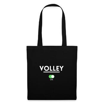 Volley an aus. Volleyball Geschenk - Stoffbeutel - Schwarz - Vorne