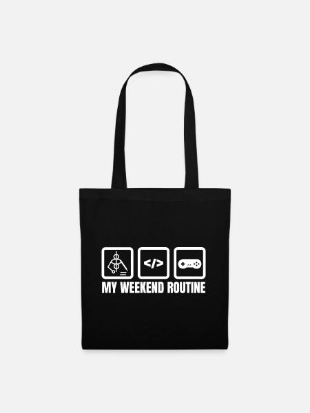 Meine Wochenendroutine - Stoffbeutel - Schwarz