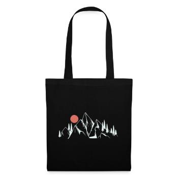 Mountain Dawn Line Art - Tote Bag - black - Front