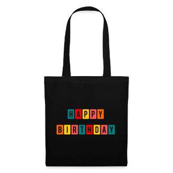JOYEUX ANNIVERSAIRE. HAPPY BIRTHDAY. ANNIVERSAIRE. - Sac en tissu - noir - Devant