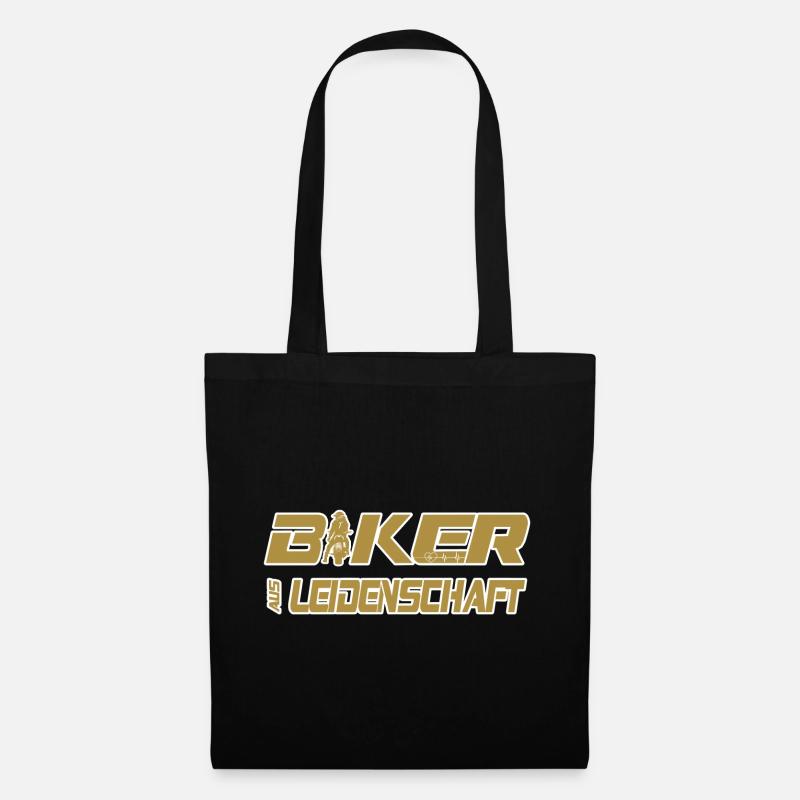 Motorrad Spruch Biker aus Leidenschaft - Stoffbeutel - Schwarz