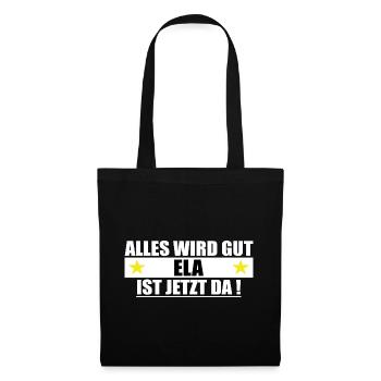 Ela Name Vorname Gebu - Stoffbeutel - Schwarz - Vorne