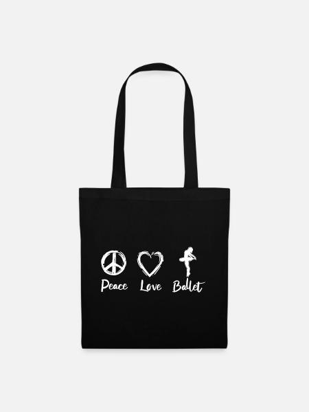 Peace Love Ballet - Stoffbeutel - Schwarz