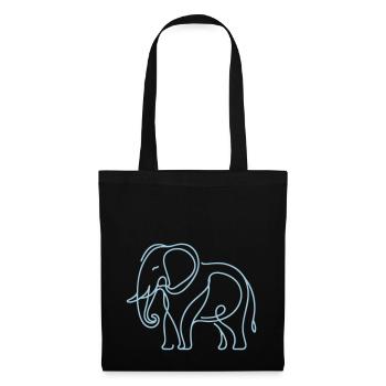 Dessin au trait d’éléphant - Sac en tissu - noir - Devant