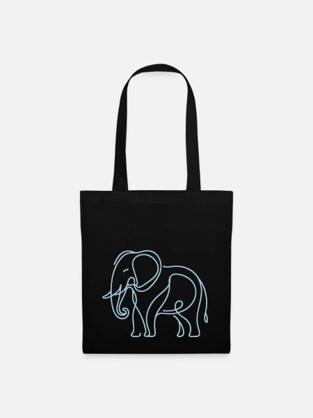 Elephant Line Art - Stoffbeutel - Schwarz