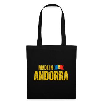Hergestellt in Andorra, andorranischer Stolz - Stoffbeutel - Schwarz - Vorne