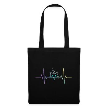 Battement cardiaque du chat - Pouls ECG minimaliste - Sac en tissu - noir - Devant