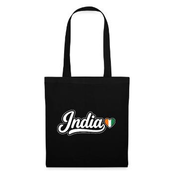 India Script with Flag Heart Patriotic - Tote Bag - black - Front