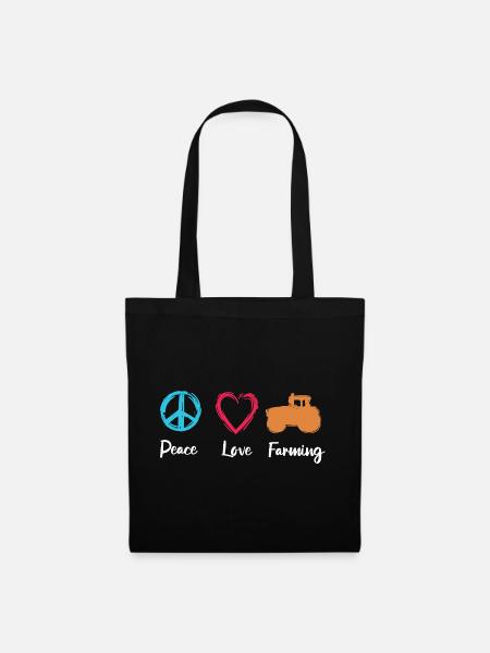 Peace Love Farming - Stoffbeutel - Schwarz