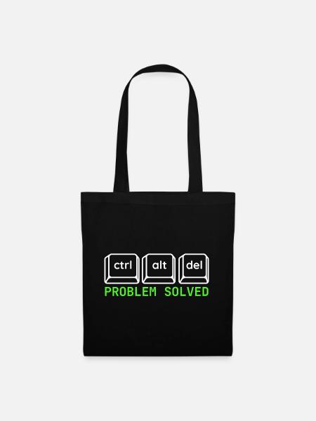 Ctrl Alt Del – Problem Solved IT Design - Stoffbeutel - Schwarz