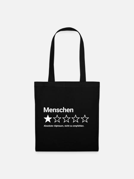 1-Stern-Bewertung auf Menschen - Stoffbeutel - Schwarz