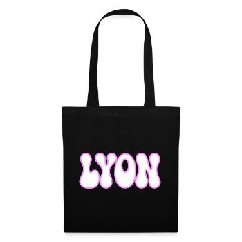 Lyon in Bubble Letterpress Weiß Pink - Stoffbeutel - Schwarz - Vorne
