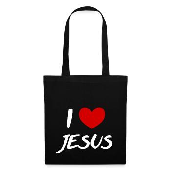 I love Jesus – Liebe Christ Gott Kirche Glaube w - Stoffbeutel - Schwarz - Vorne